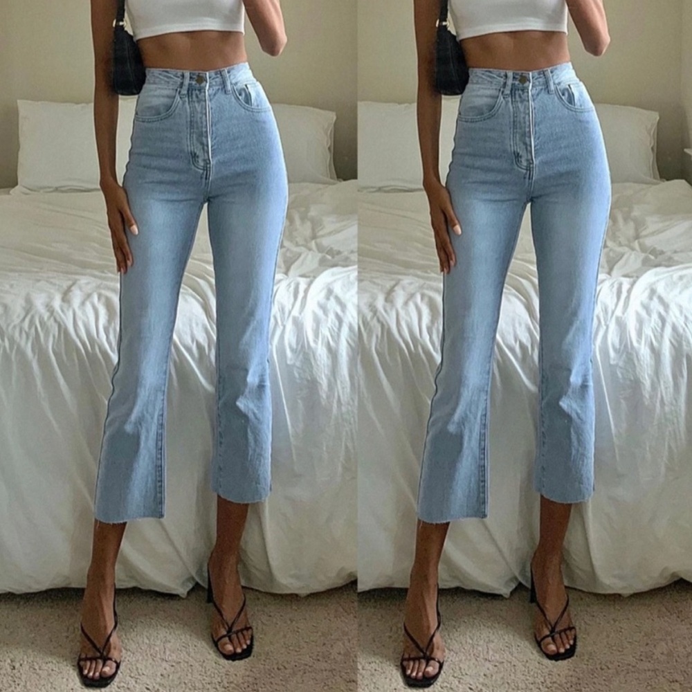 Princess Polly | Angela Cropped Jeans Light Wash Denim